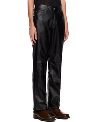 Our Legacy Black Formal Moto Cut Faux Leather Trousers
