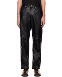 Our Legacy Black Formal Moto Cut Faux Leather Trousers