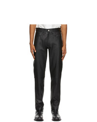 Sunflower Black Leather Straight Trousers