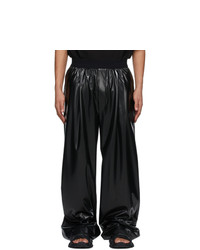We11done Black Logo Latex Textured Trousers