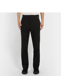 The Row Black Mick Slim Fit Cotton And Cashmere Blend Moleskin Trousers