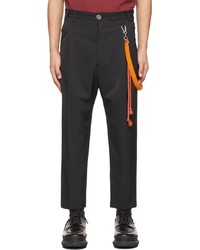 Song For The Mute Black Orange Tapered Pleated Lanyard Trousers