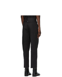 Jil Sander Black Pique Cropped Structured Trousers
