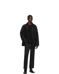 Jil Sander Black Pique Cropped Structured Trousers