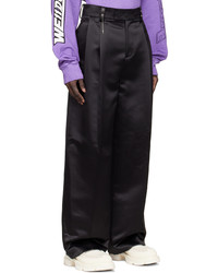 We11done Black Polyester Trousers