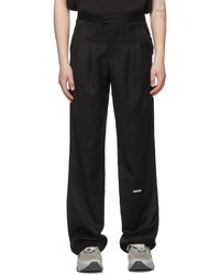 C2h4 Black Post Human Era Pleated Turn Up Tailor Trousers
