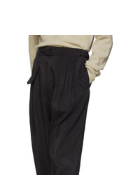 Lemaire Black Silk Pleated Trousers