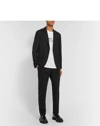 Versace Black Slim Fit Virgin Wool Drawstring Suit Trousers