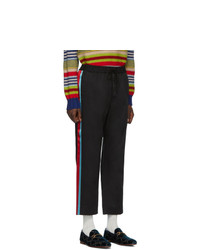 Gucci Black Stripe Cotton Drill Trousers