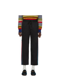 Gucci Black Stripe Cotton Drill Trousers
