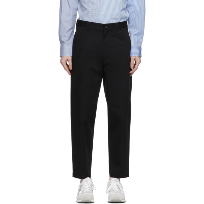 Comme des Garcons Homme Black Tapered Chino Trousers, $330 | SSENSE ...