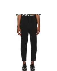 Homme Plissé Issey Miyake Black Tapered Cropped Trousers