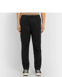 Outerknown Black Tapered Organic Cotton Twill Drawstring Trousers