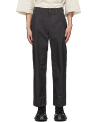 N. Hoolywood Black Test Product Exchange Service Straight Trousers