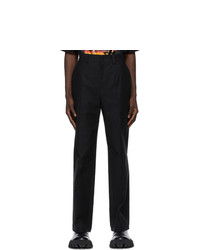 We11done Black Twill Embroidered Trousers