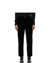 Saint Laurent Black Velvet Pleated Trousers