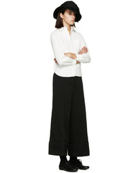 Y's Black Wide Leg Chino Trousers