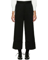 Y's Black Wide Leg Chino Trousers