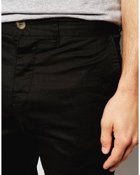 Asos Brand Cropped Skinny Chinos In Black