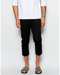 Asos Brand Skinny Chinos In Super Cropped Length In Black