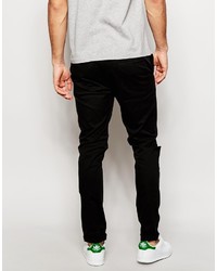 Asos Brand Skinny Chinos With Knee Rips In Black