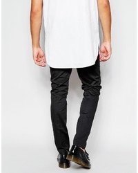 Asos Brand Skinny Chinos With Pleat In Black