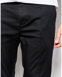 Asos Brand Skinny Chinos With Pleat In Black