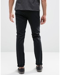 Asos Brand Skinny Cotton Pants In Black With Knee Rip