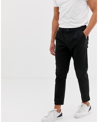 ASOS DESIGN Cigarette Chinos With Pleats In Black