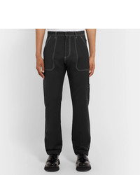 Versace Contrast Stitched Wool Blend Trousers