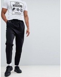 ASOS DESIGN Drop Crotch Trousers In Black With Metal Details