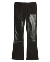 ASOS DESIGN Mixed Media Flare Leg Trousers In Black At Nordstrom