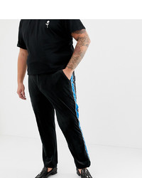 ASOS DESIGN Plus Skinny Smart Trouser In Black Velvet With Blue