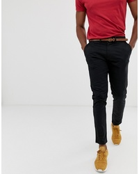 Pull&Bear Skinny Chino With Belt In Black
