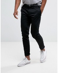 Pull&Bear Skinny Chinos With Belt In Black