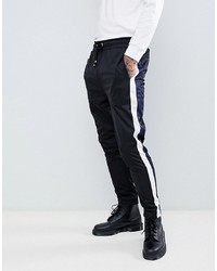 Criminal Damage Skinny Joggers In Black With Blue