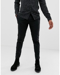 Burton Menswear Slim Fit Trousers With Velvet In Black