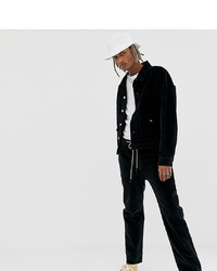 Crooked Tongues Straight Fit Cord Trousers In Washed Black
