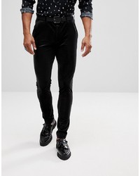 ASOS DESIGN Super Skinny Trousers In Black Velvet