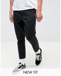 ASOS DESIGN Tapered Cropped Chinos In Black