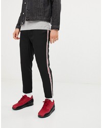 Pull&Bear Trousers In Black With Red And White