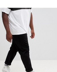 Jacamo Wide Leg Tapered Chino Trousers In Black