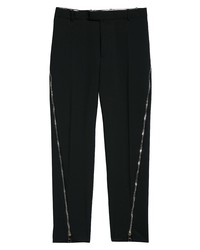 Alexander McQueen Zip Detail Wool Trousers In Black At Nordstrom