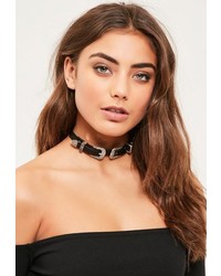 Missguided Black Buckle Detail Choker Necklace