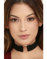 LuLu*s Good Attitude Gold And Black Choker Necklace