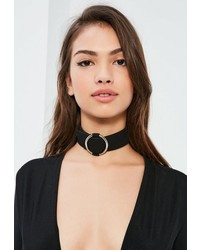 Missguided Black Circle Detail Choker Necklace