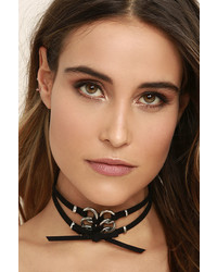 LuLu*s More To Adore Silver And Black Choker Necklace