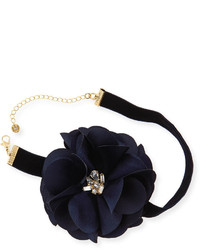 Lydell NYC Statet Flower Ribbon Choker Necklace Black
