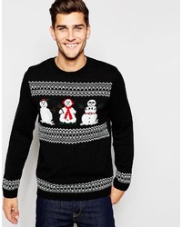 Asos Brand Holidays Sweater With Cool Snowman