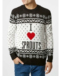 Topman Black Christmas I Love Sprouts Crew Neck Sweater